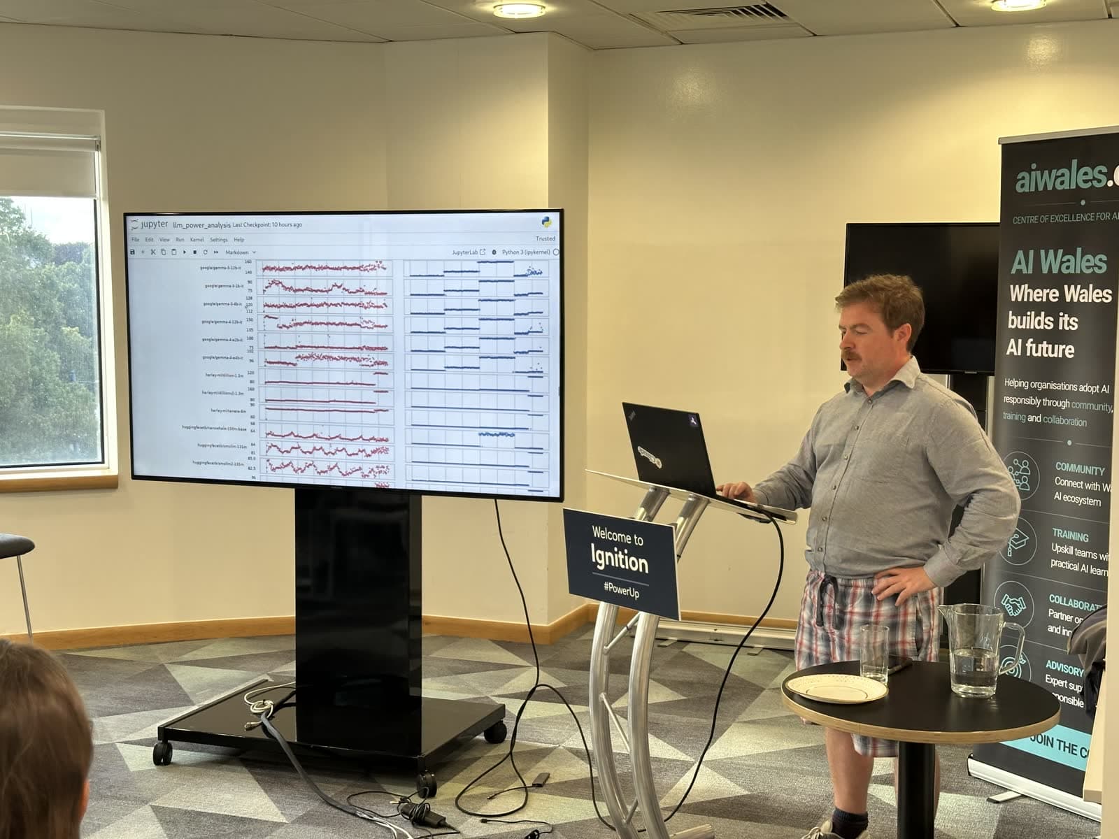 Ed Grundy presenting a live data demo at a previous AI Wales session